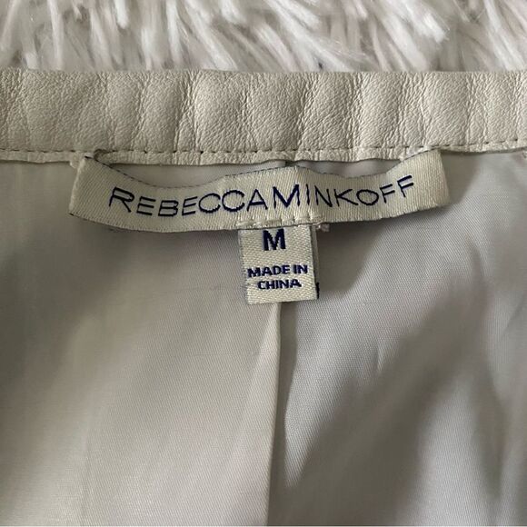 Rebecca Minkoff White and Blue Sequins Cropped Jacket with Leather Trim Size M - Picture 8 of 9
